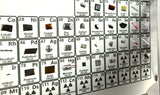Periodic table of elements with real metal samples on a white background