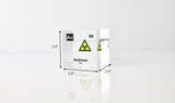 Clear acrylic cube displaying an Actinium element (Atomic Number 89) embedded within, offering a scientific presentation for collectors and science enthusiasts.