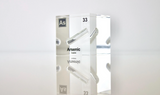 Arsenic element encased in a clear acrylic cube, showcasing its name, atomic number 33, and key properties from the periodic table. An informative and visually striking piece ideal for educational purposes and collectors.