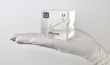 Clear acrylic cube displaying a Chlorine element (Atomic Number 17) embedded within, offering a scientific presentation for collectors and science enthusiasts.