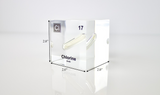 Clear acrylic cube displaying a Chlorine element (Atomic Number 17) embedded within, offering a scientific presentation for collectors and science enthusiasts.