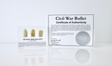Clear acrylic display case featuring historical Civil War bullets, offering an educational presentation for collectors and enthusiasts of American history.