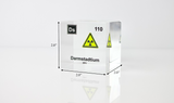 Clear acrylic cube displaying a Darmstadtium element (Atomic Number 110) embedded within, offering a scientific presentation for collectors and science enthusiasts.