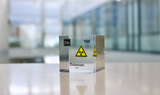 Clear acrylic cube displaying a Dubnium element (Atomic Number 105) embedded within, offering a scientific presentation for collectors and science enthusiasts.