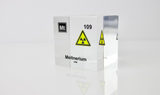 Clear acrylic cube displaying a Meitnerium element (Atomic Number 109) embedded within, offering a scientific presentation for collectors and science enthusiasts.
