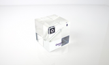 Clear acrylic cube encasing an Oxygen ampule with its atomic number 8. Ideal for display in educational settings, scientific collections, or as a decorative piece.
