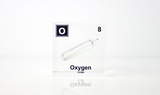 Clear acrylic cube encasing an Oxygen ampule with its atomic number 8. Ideal for display in educational settings, scientific collections, or as a decorative piece.