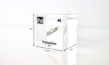 Clear acrylic cube displaying a Palladium element (Atomic Number 46) embedded within, offering a scientific presentation for collectors and science enthusiasts.
