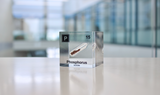 Clear acrylic cube displaying a Phosphorus element (Atomic Number 15) embedded within, offering a scientific presentation for collectors and science enthusiasts.