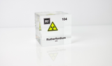 Clear acrylic cube displaying a Rutherfordium element (Atomic Number 104) embedded within, offering a scientific presentation for collectors and science enthusiasts.