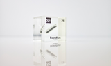 Clear acrylic cube displaying a Scandium element (Atomic Number 21) embedded within, offering a scientific presentation for collectors and science enthusiasts.