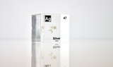Clear acrylic cube displaying a Silver element (Atomic Number 47) embedded within, offering a scientific presentation for collectors and science enthusiasts.