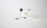 Clear acrylic cube displaying a Silver element (Atomic Number 47) embedded within, offering a scientific presentation for collectors and science enthusiasts.