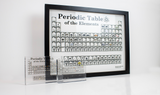 A size-comparison photo of the wall mounted table, and the two smaller periodic table of elements