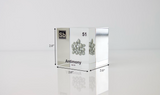 Clear acrylic cube displaying an Antimony element (Atomic Number 51) embedded within, offering a scientific presentation for collectors and science enthusiasts.