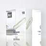 Clear acrylic cube displaying an Argon element (Atomic Number 18) embedded within, offering a scientific presentation for collectors and science enthusiasts.