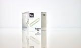 Clear acrylic cube displaying an Argon element (Atomic Number 18) embedded within, offering a scientific presentation for collectors and science enthusiasts.