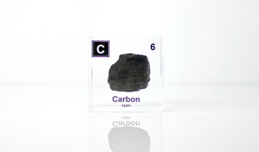 Clear acrylic cube encasing a Carbon ampule with its atomic number 6. Ideal for display in educational settings, scientific collections, or as a decorative piece.