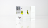 Clear acrylic cube displaying a Curium element (Atomic Number 96) embedded within, offering a scientific presentation for collectors and science enthusiasts.