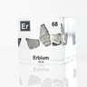 Clear acrylic cube displaying an Erbium element (Atomic Number 68) embedded within, offering a scientific presentation for collectors and science enthusiasts.