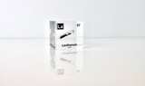 Clear acrylic cube displaying a Lanthanum element (Atomic Number 57) embedded within, offering a scientific presentation for collectors and science enthusiasts.
