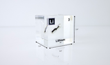 Clear acrylic cube displaying a Lithium element (Atomic Number 3) embedded within, offering a scientific presentation for collectors and science enthusiasts.