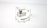 Clear acrylic cube featuring a Magnesium ampule with its atomic number 12. Ideal for educational displays, scientific collections, or as a distinctive decorative item.