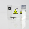 Clear acrylic cube displaying a Meitnerium element (Atomic Number 109) embedded within, offering a scientific presentation for collectors and science enthusiasts.