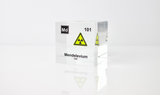 Clear acrylic cube displaying a Mendelevium element (Atomic Number 101) embedded within, offering a scientific presentation for collectors and science enthusiasts.
