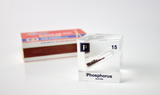 Clear acrylic cube displaying a Phosphorus element (Atomic Number 15) embedded within, offering a scientific presentation for collectors and science enthusiasts.