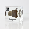 Clear acrylic cube displaying a Polonium element (Atomic Number 84) embedded within, offering a scientific presentation for collectors and science enthusiasts.