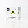 Clear acrylic cube displaying a Protactinium element (Atomic Number 91) embedded within, offering a scientific presentation for collectors and science enthusiasts.