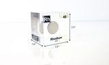Clear acrylic cube displaying a Rhodium element (Atomic Number 45) embedded within, offering a scientific presentation for collectors and science enthusiasts.