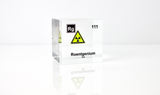 Clear acrylic cube displaying a Roentgenium element (Atomic Number 111) embedded within, offering a scientific presentation for collectors and science enthusiasts.