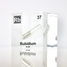 Clear acrylic cube displaying a Rubidium element (Atomic Number 37) embedded within, offering a scientific presentation for collectors and science enthusiasts.